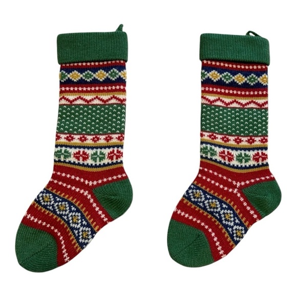 Fair Isle Wool Christmas Holiday Stockings - Set Of 2 - Picture 2 of 6